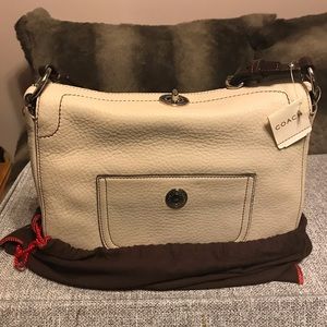 NWT Coach leather handbag- off white with brown